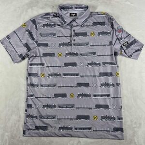 Waggle Polo Shirt Men's Large Gray Bogey Train Golf Performance Casual NWOT